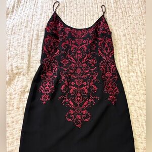 Black and Red Embroidered Slip Dress Maggy London size 10